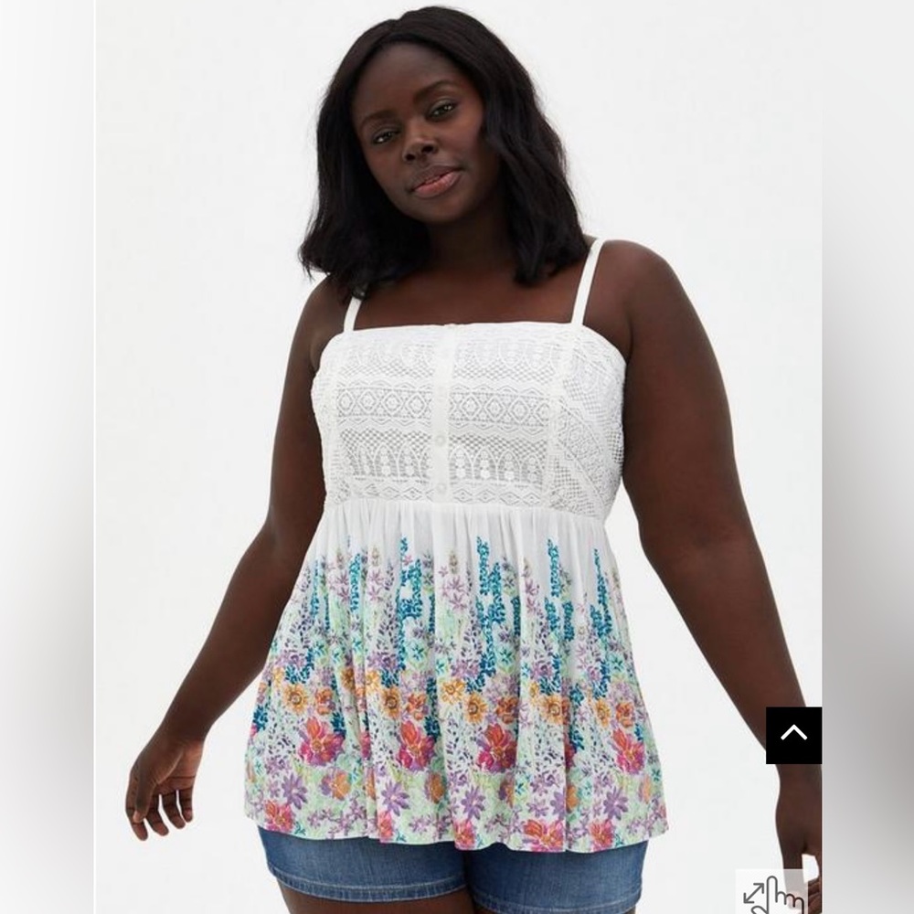 Babydoll Gauze Crochet Trim Cami